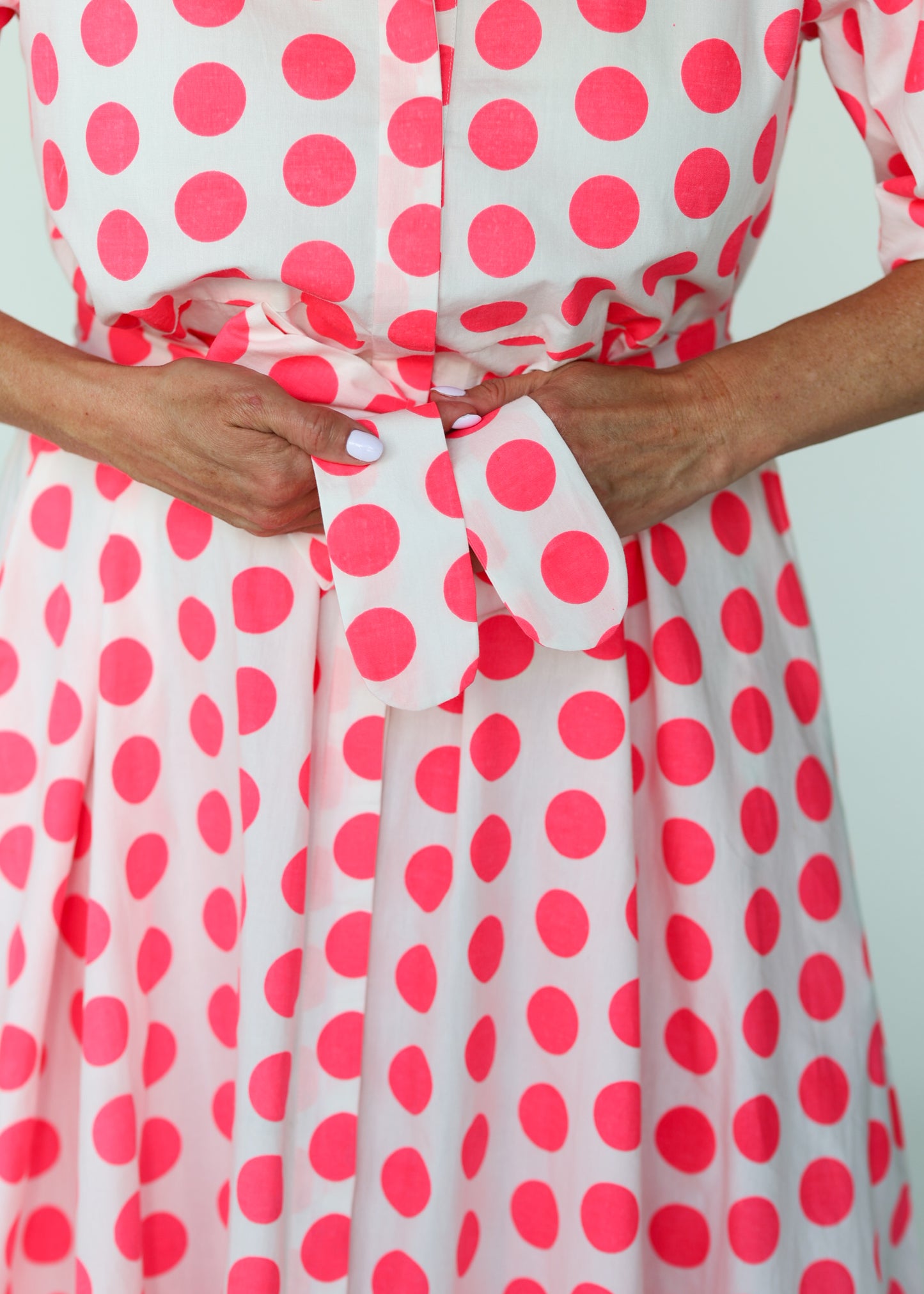 Liv & Milly - Victoria Midi Dress - Pink Spots