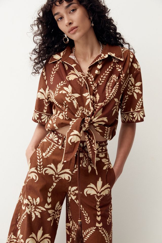 Mos the Label - Deia Print Tie Front Shirt - Deia Print