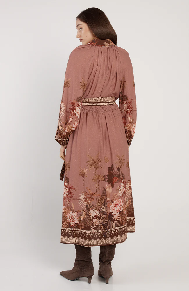 Fate & Becker - Nina Shirt Dress - Dark Brown/Scarf Print