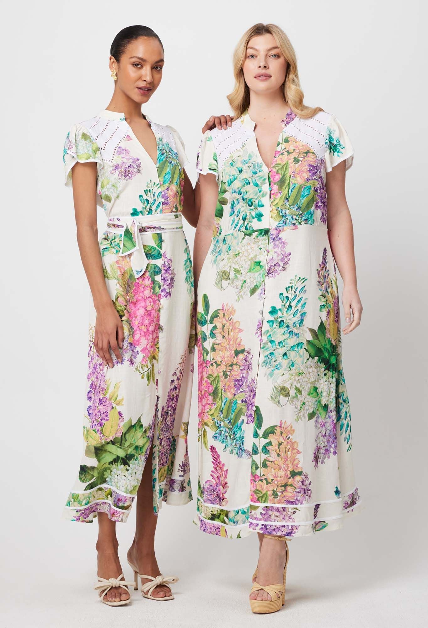 Once Was - Cristina Linen Viscose Dress - Wisteria Alba