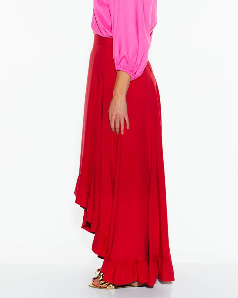 Fate & Becker - All Night Ruffle Skirt - Lipstick Red