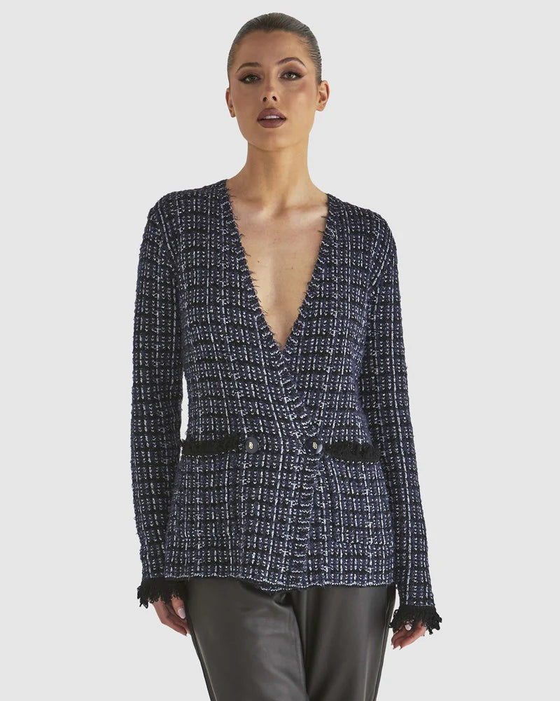 Fate & Becker - Beverley Knit Cardi - Navy Boucle