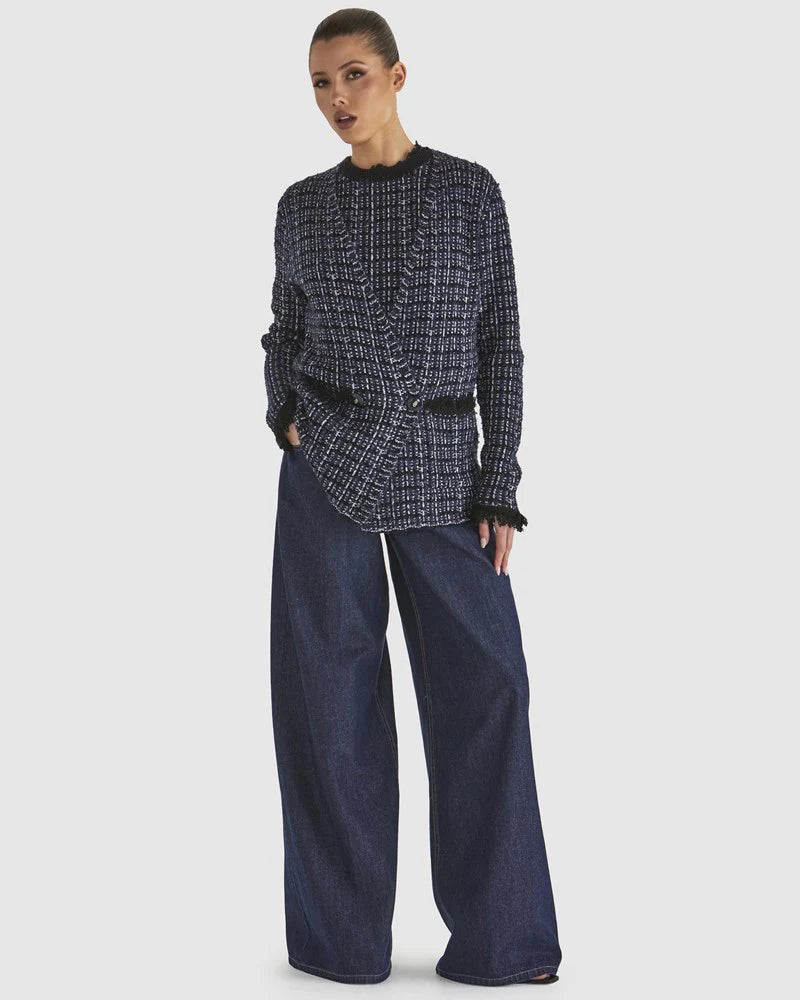 Fate & Becker - Beverley Knit Cardi - Navy Boucle