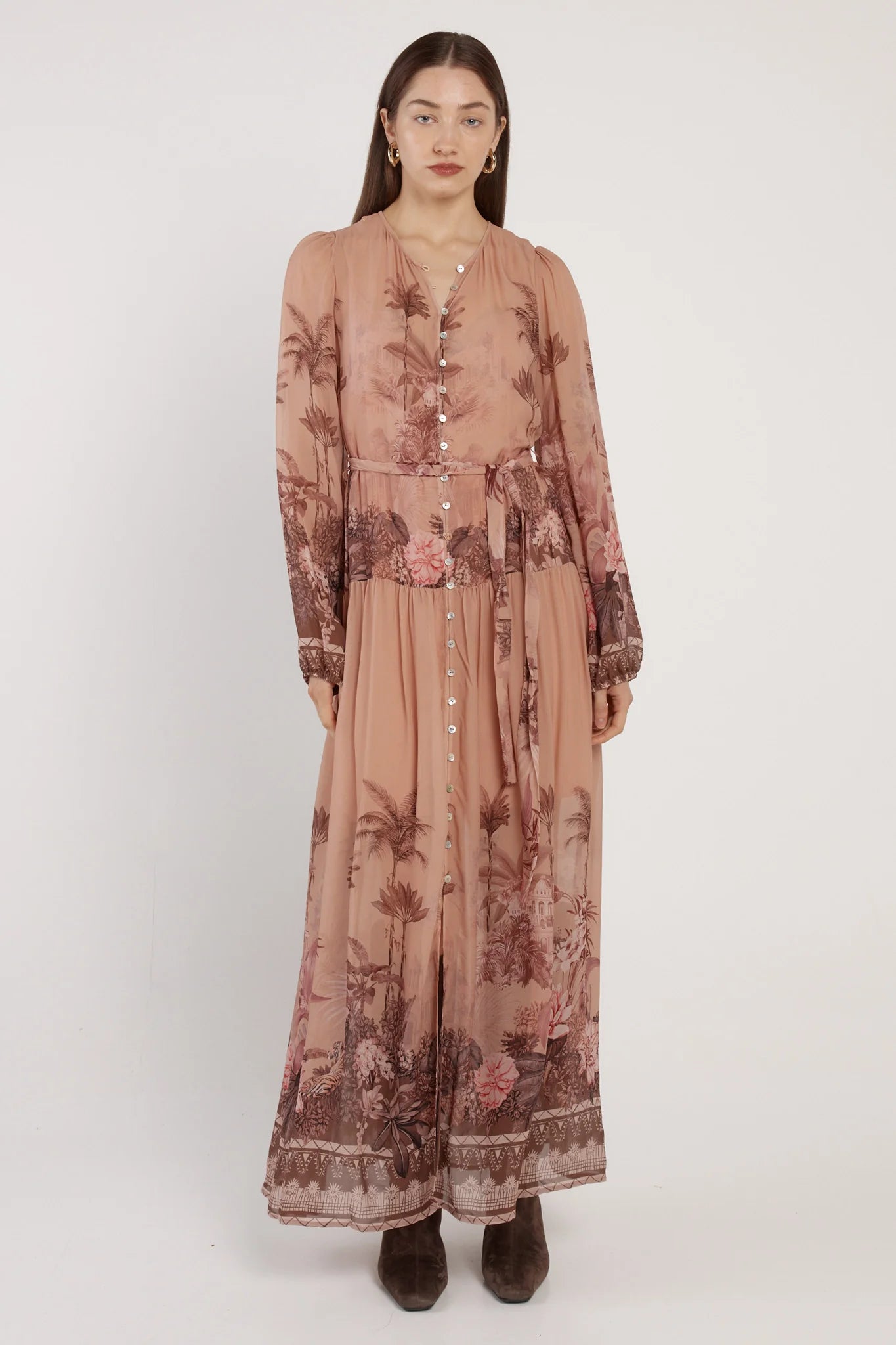 Fate & Becker - Romy Long Sleeve Maxi Dress - Light Scarf Print