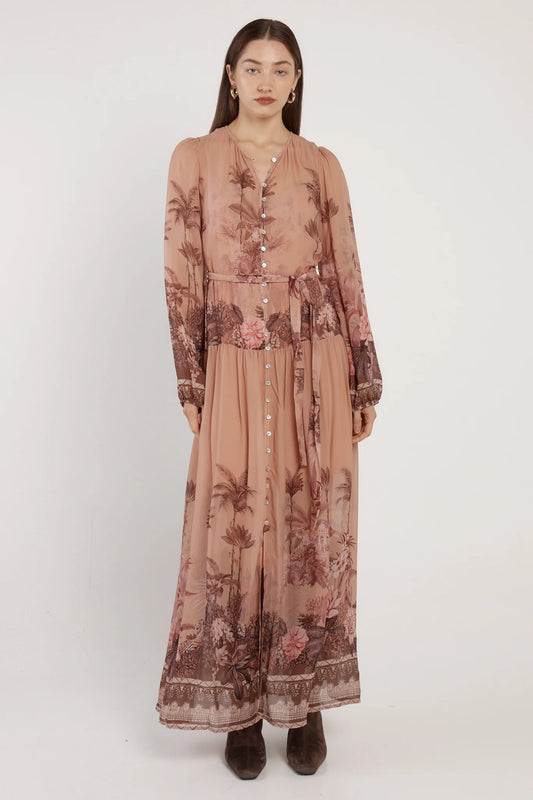 Fate & Becker - Romy Long Sleeve Maxi Dress - Light Scarf Print