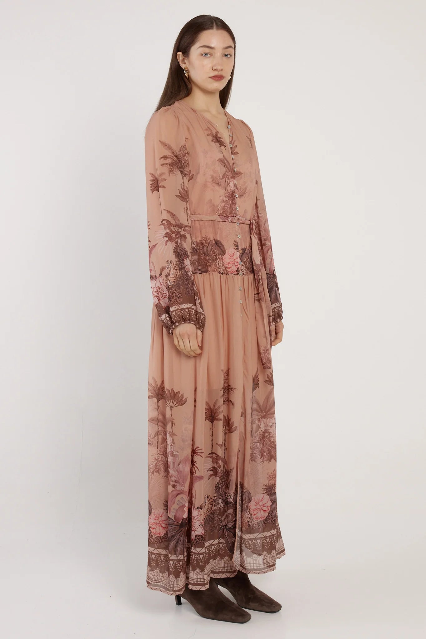 Fate & Becker - Romy Long Sleeve Maxi Dress - Light Scarf Print