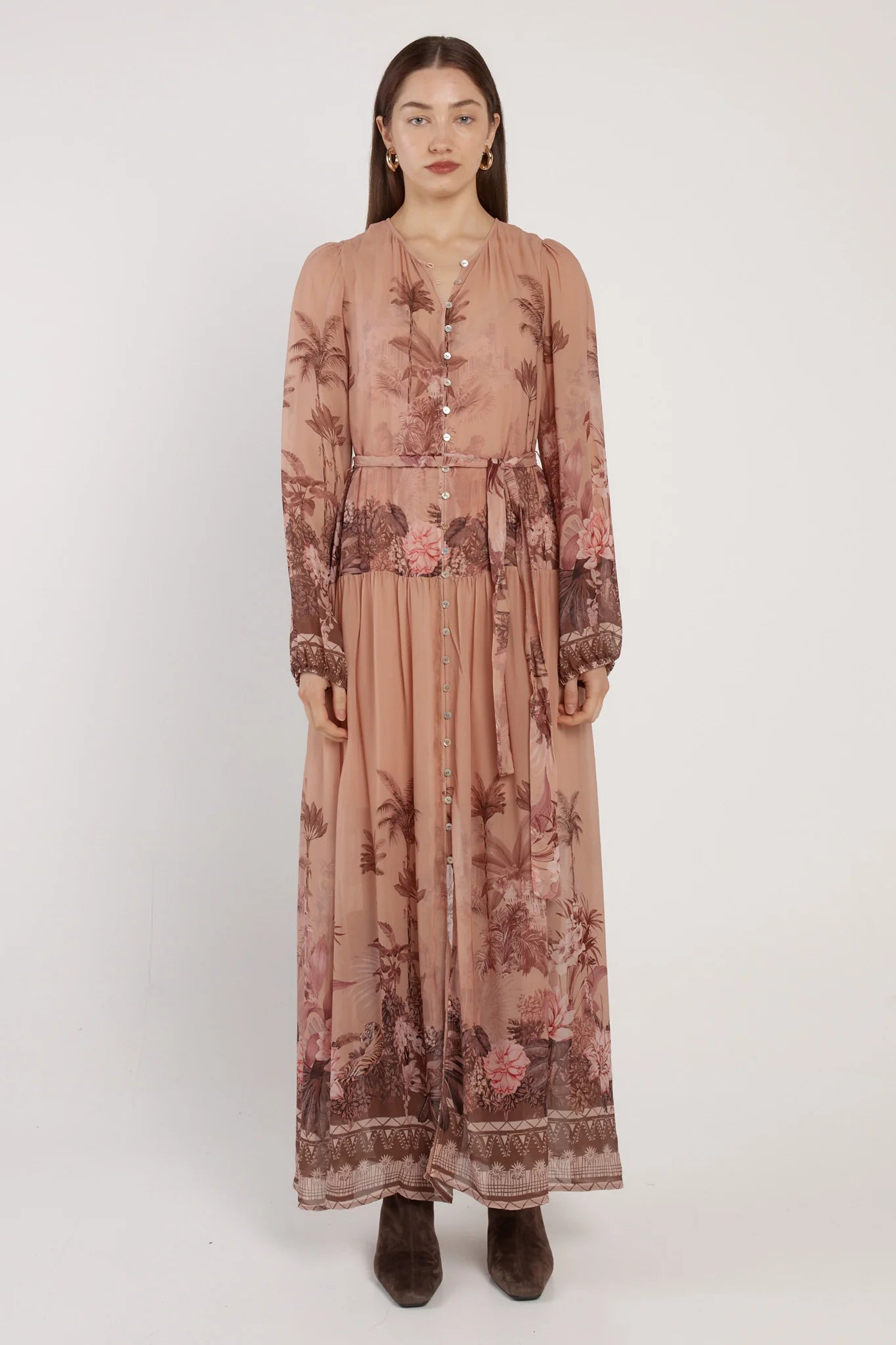 Fate & Becker - Romy Long Sleeve Maxi Dress - Light Scarf Print
