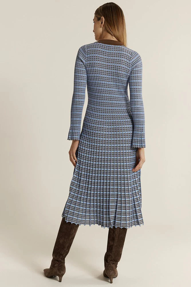 Fate & Becker - Nesta Check Knit Dress - Blue/Chocolat