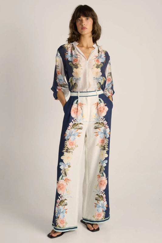 Fate & Becker - Solara Placement Print Pant - Navy Print