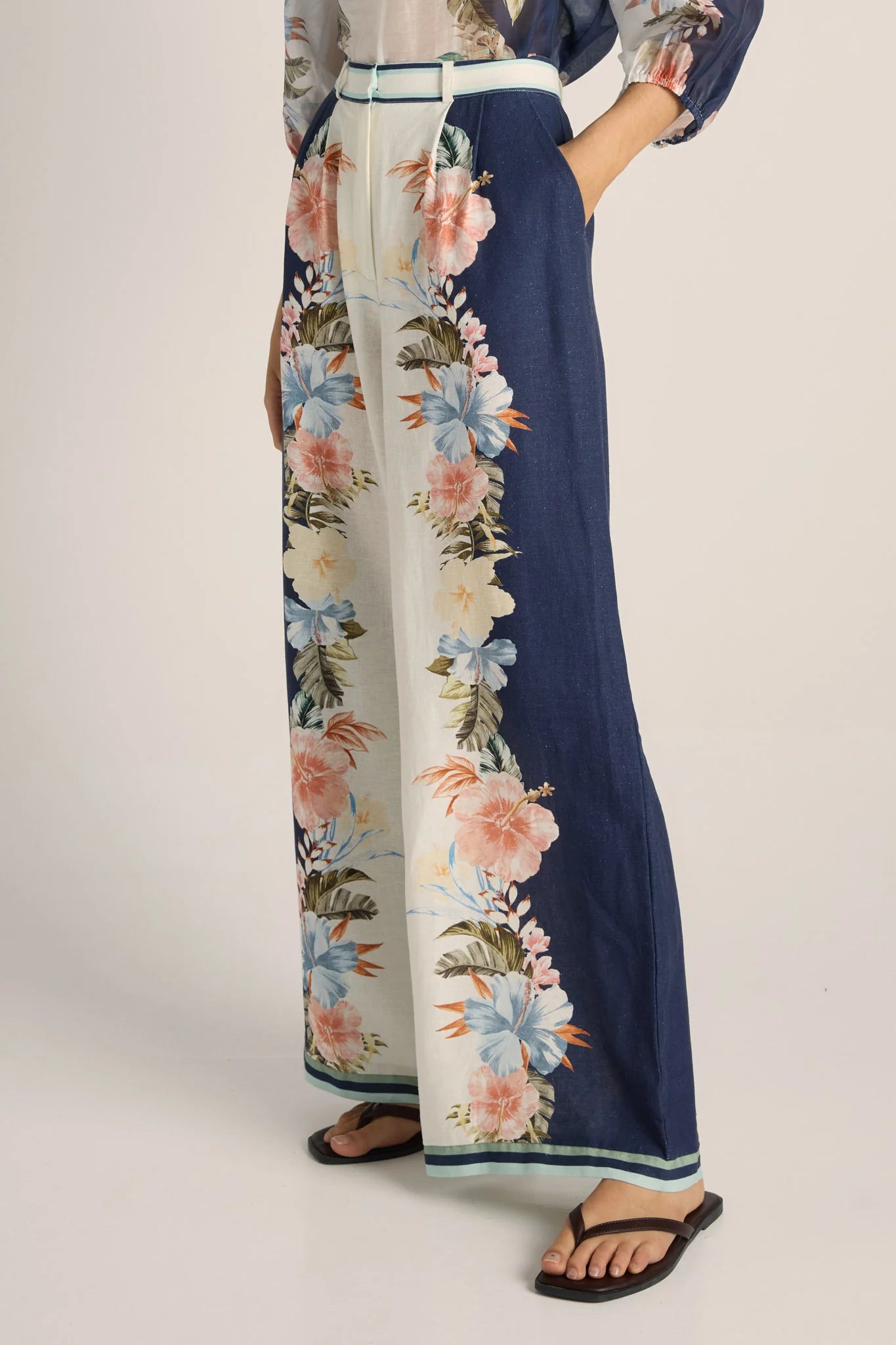 Fate & Becker - Solara Placement Print Pant - Navy Print