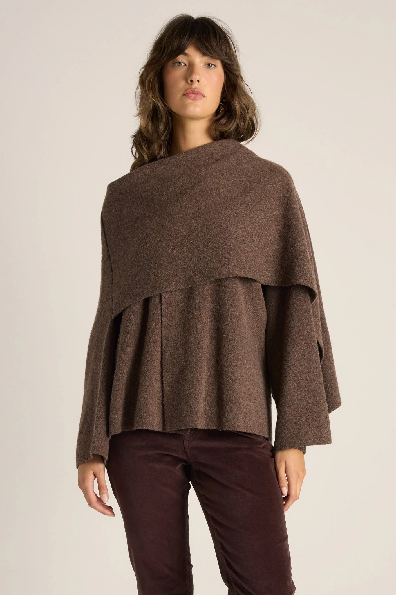 Fate & Becker - Amaris Cape Coatigan - Chocolate Marle