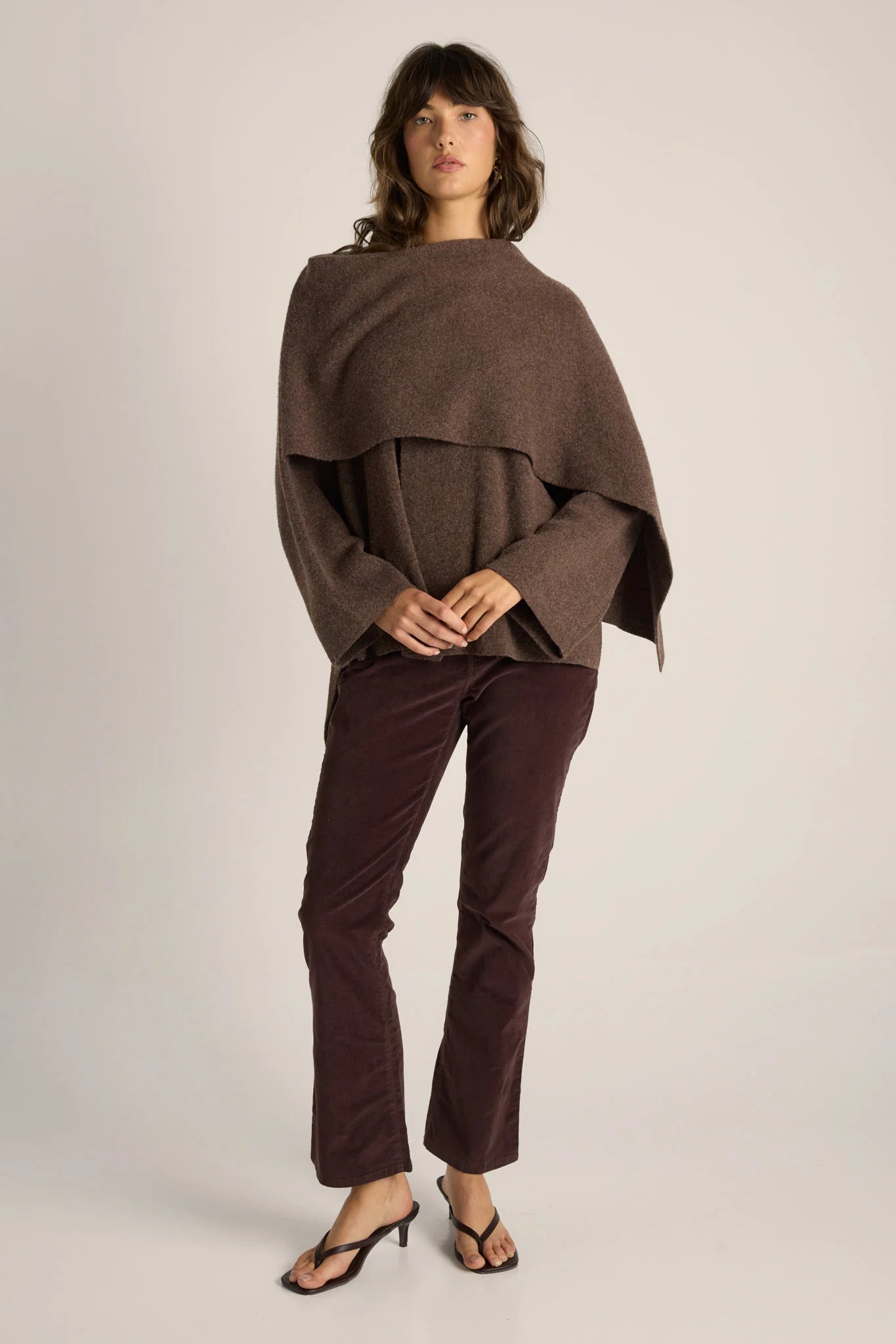 Fate & Becker - Amaris Cape Coatigan - Chocolate Marle