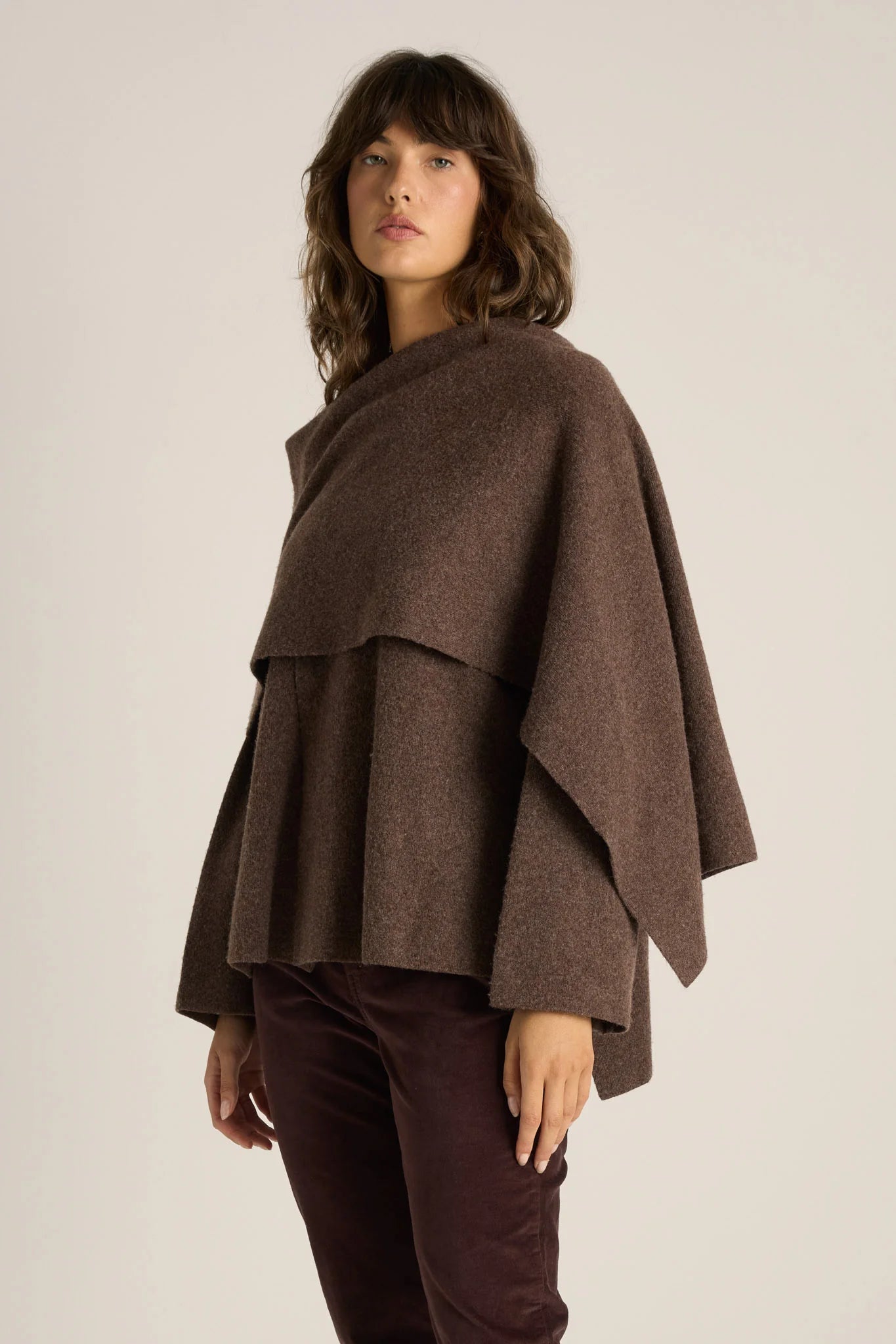 Fate & Becker - Amaris Cape Coatigan - Chocolate Marle
