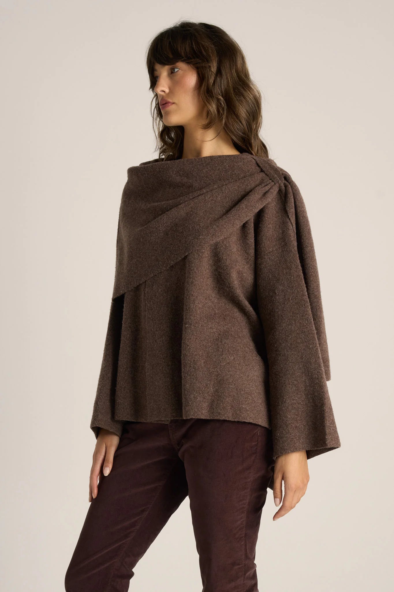 Fate & Becker - Amaris Cape Coatigan - Chocolate Marle