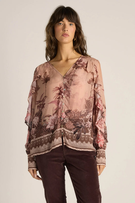 Fate & Becker - Odette Ruffle Blouse - Light Scarf Print