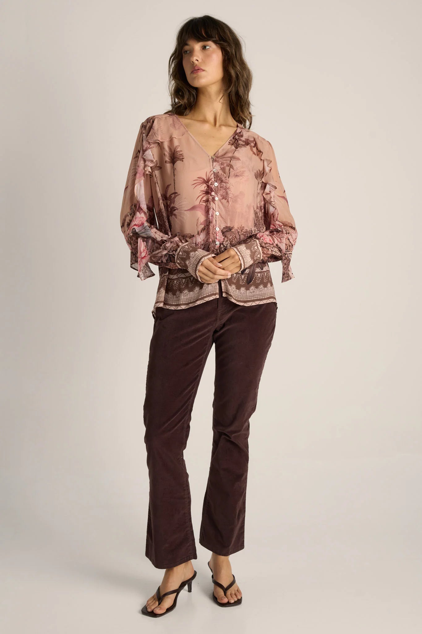 Fate & Becker - Odette Ruffle Blouse - Light Scarf Print