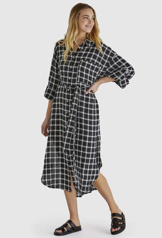 Sass Clothing - Beau Shirt Dress - Black Check