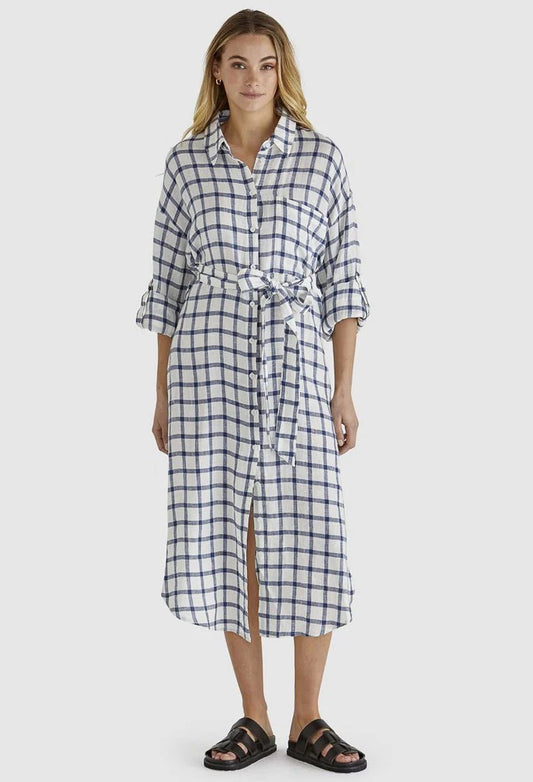 Sass Clothing - Beau Shirt Dress - White Check