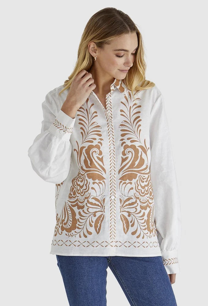 Sass - Brandy Top - Chai Print