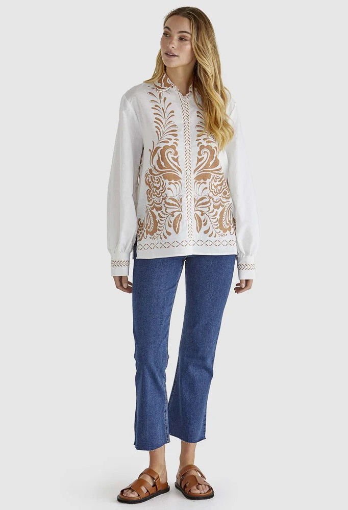 Sass - Brandy Top - Chai Print