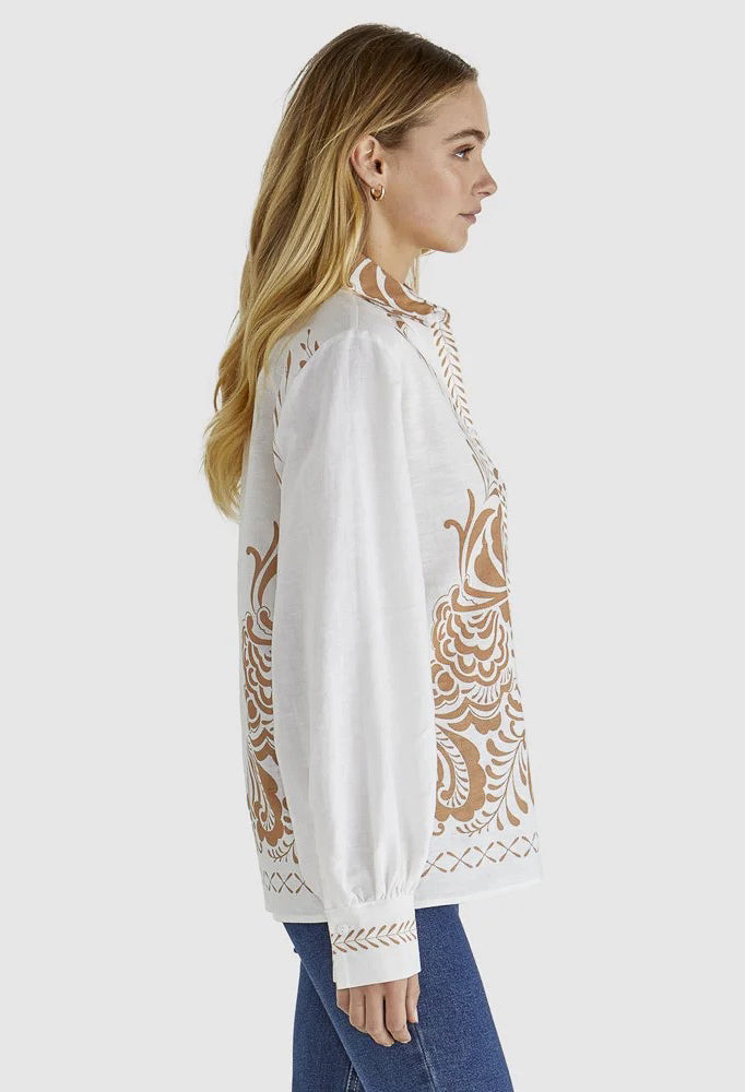 Sass - Brandy Top - Chai Print