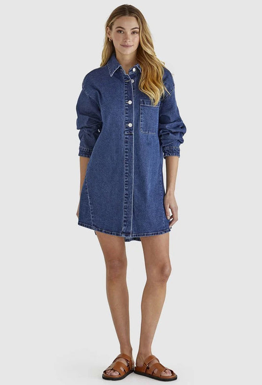Sass Clothing - Sweeny Denim Shacket - Indigo Wash