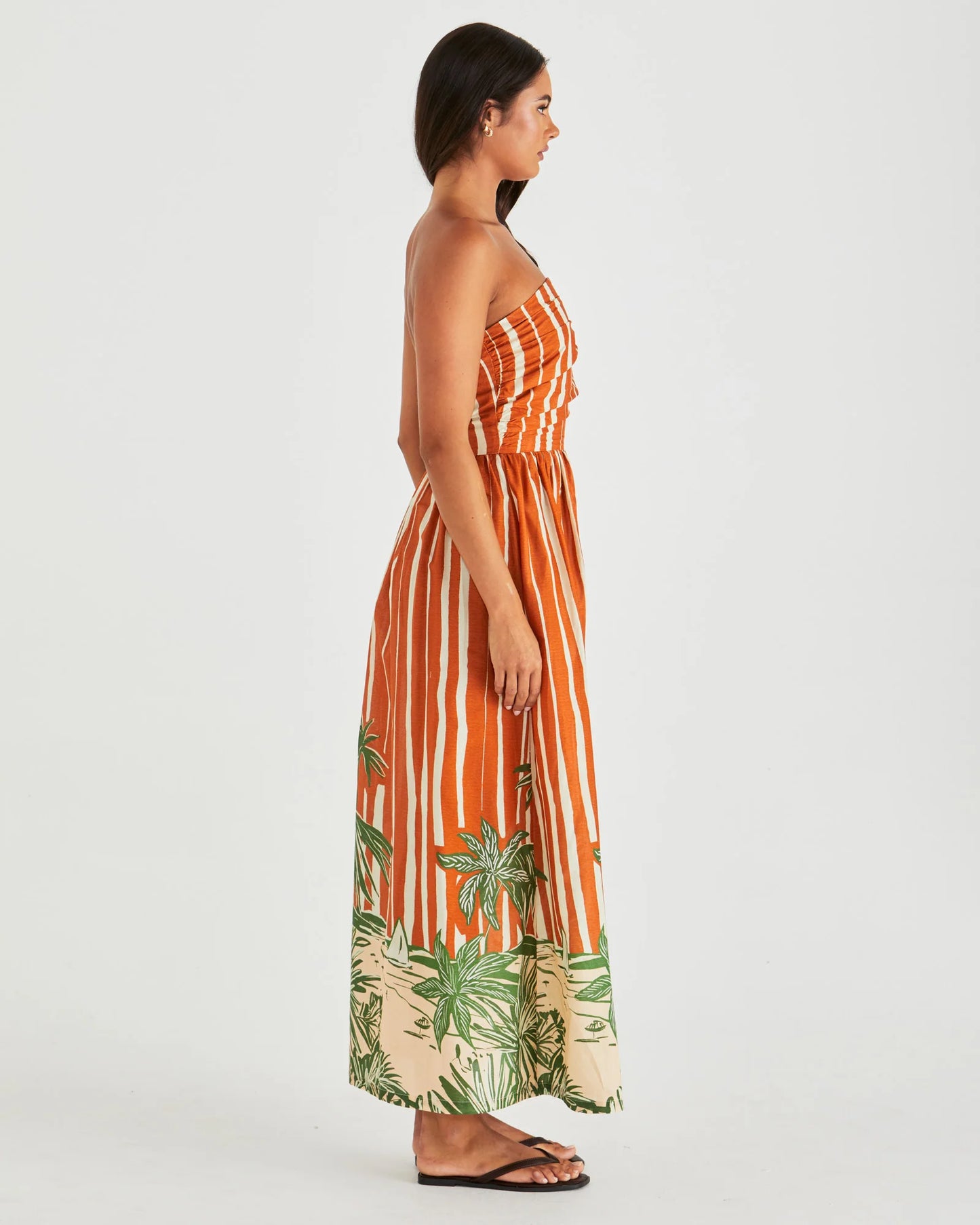 Sass - Mina Strapless Dress - Palm Stripe