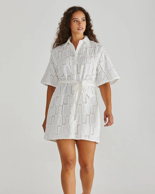 Sass Clothing - Dillon Shirt Dress - White