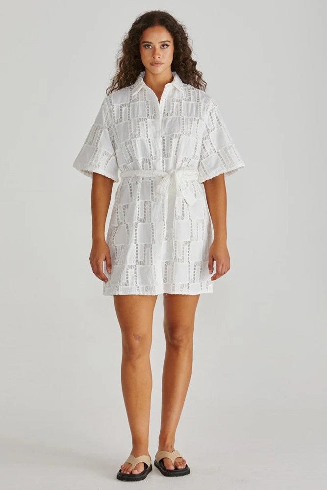 Sass Clothing - Dillon Shirt Dress - White