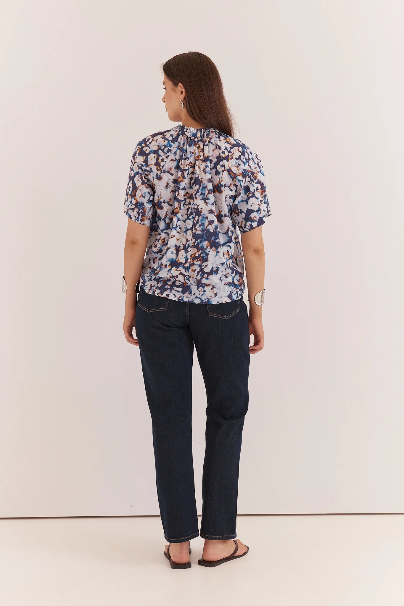 Sass - Anika Frill Neck Blouse - Violet Floral