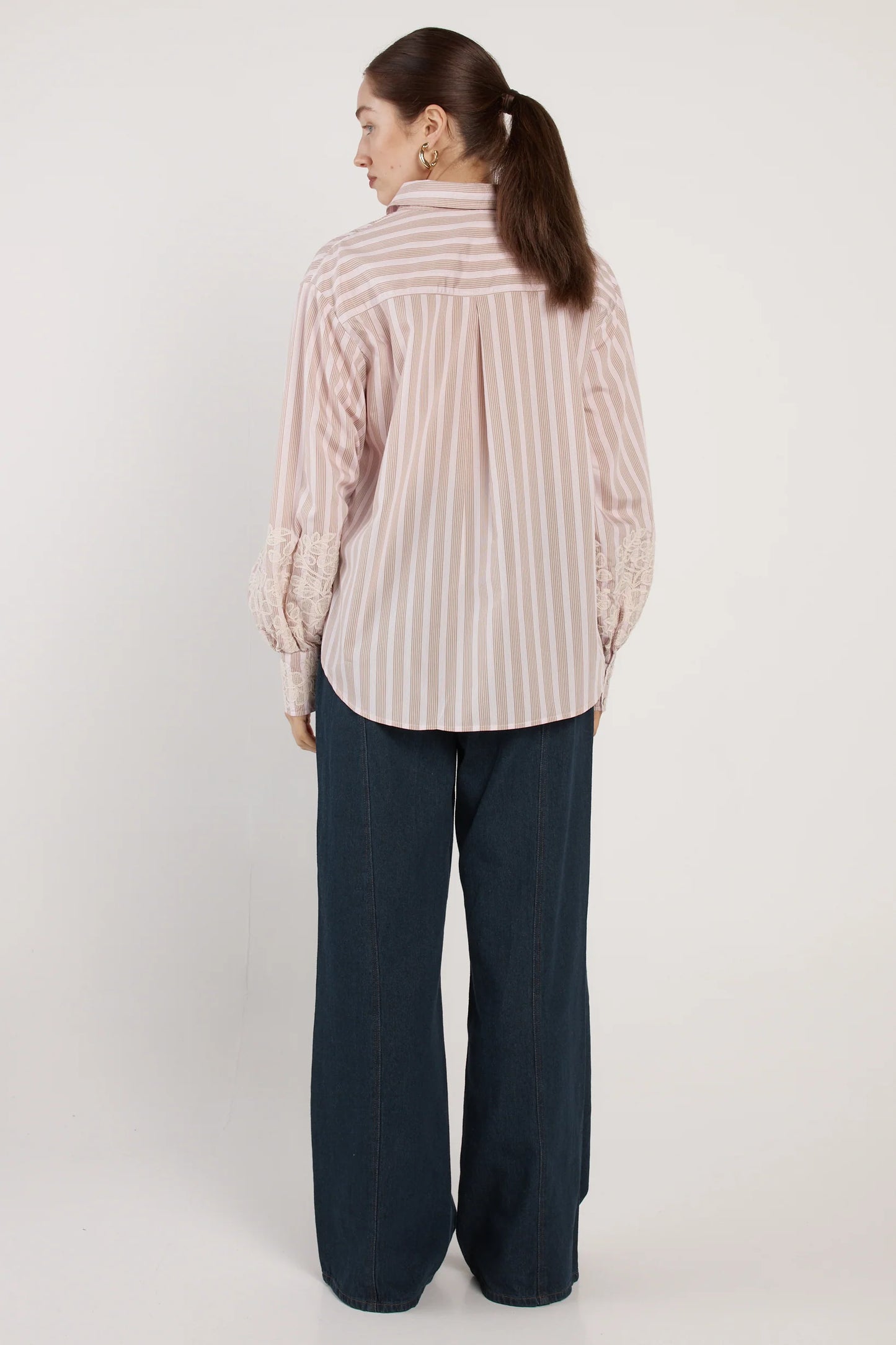 Fate & Becker - Paloma Striped Embroidered Shirt - Pink Stripe