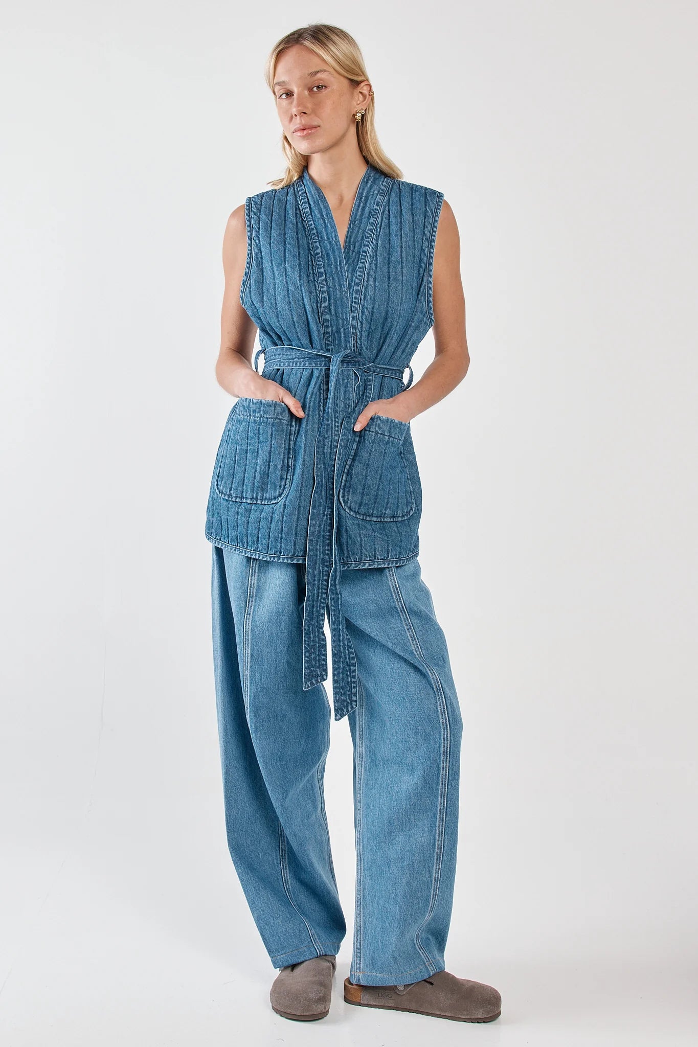 Sass Clothing - Pepa Quilted Denim Vest - Classic Blue
