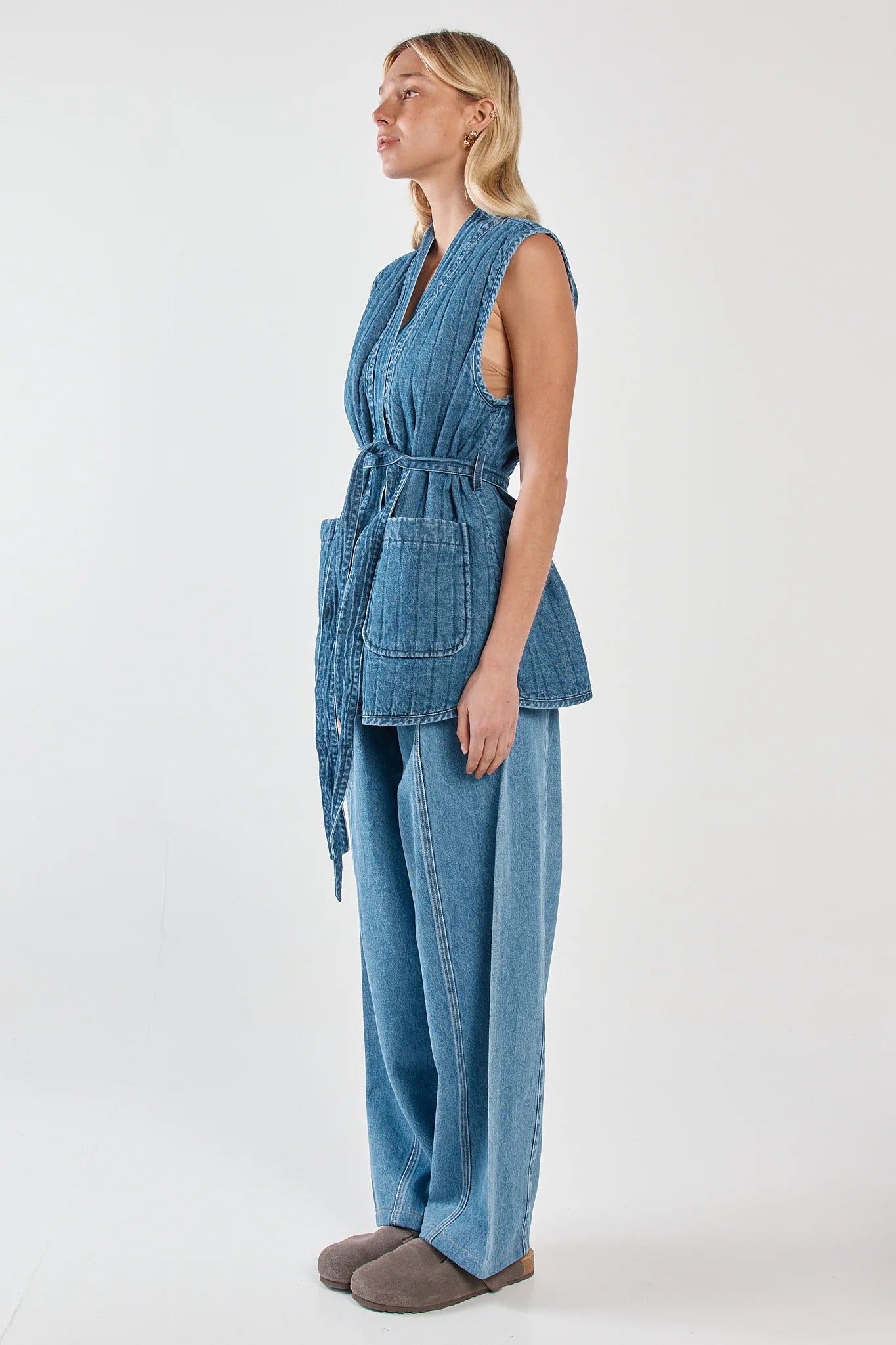 Sass Clothing - Pepa Quilted Denim Vest - Classic Blue
