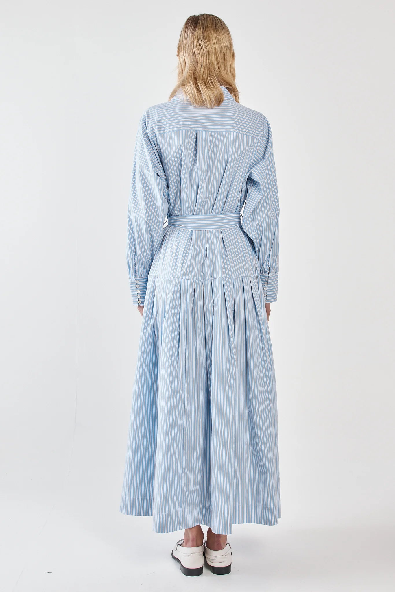 Sass Clothing - Christa Stripe Shirt Dress - Blue Choc Stripe