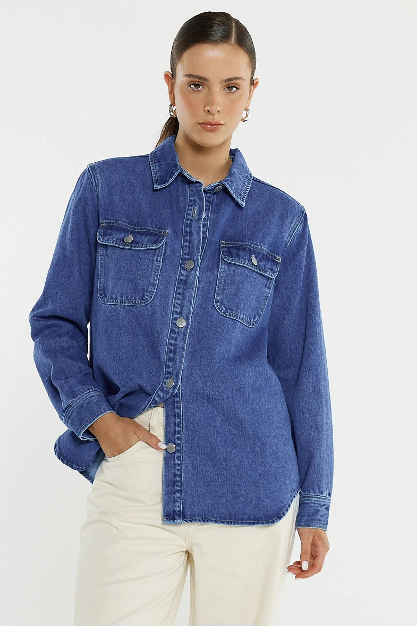 Sass Clothing  - Aveline Denim Shirt - Classic Blue