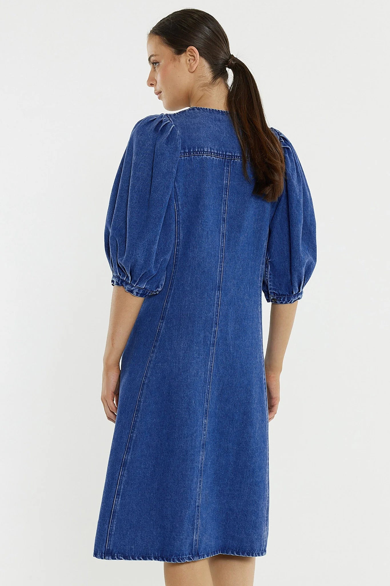 Sass Clothing - Elijah Midi Denim Dress - Classic Blue