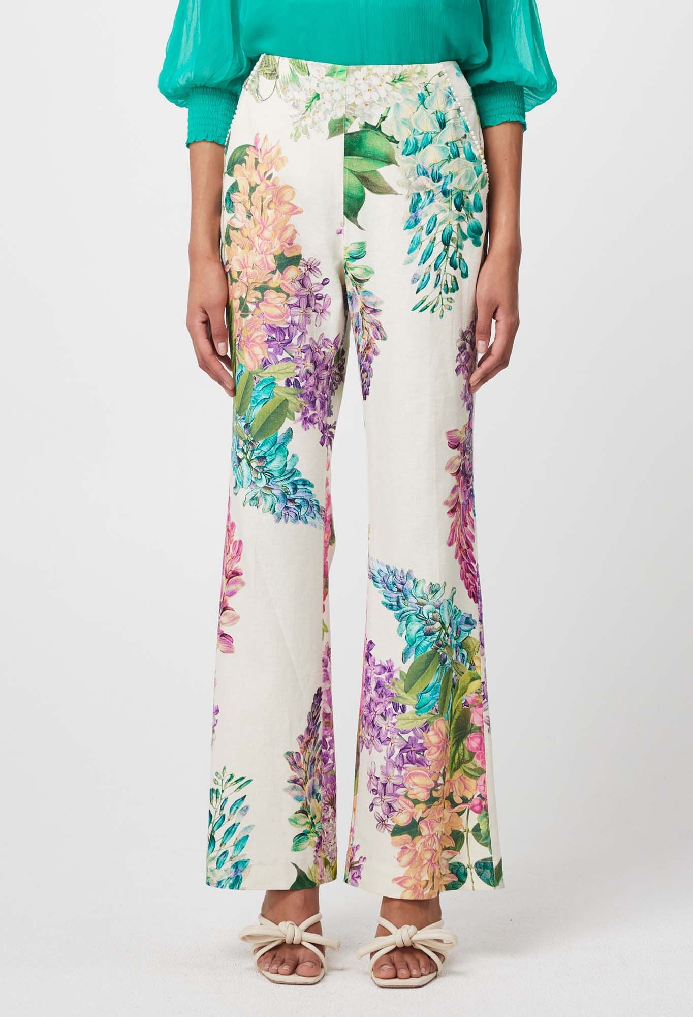 Once Was - Bahia Stretch Linen Rayon Pant - Wisteria Alba