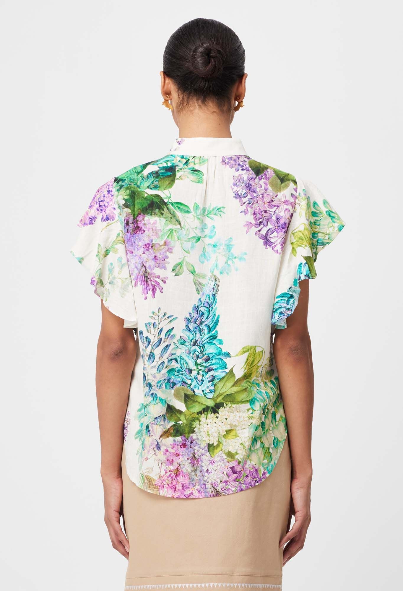 Once Was - Tierra Linen Viscose Top - Wisteria Alba