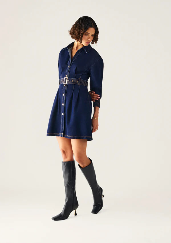 Mos the Label -  Sia Denim Mini Dress - Deep Indigo