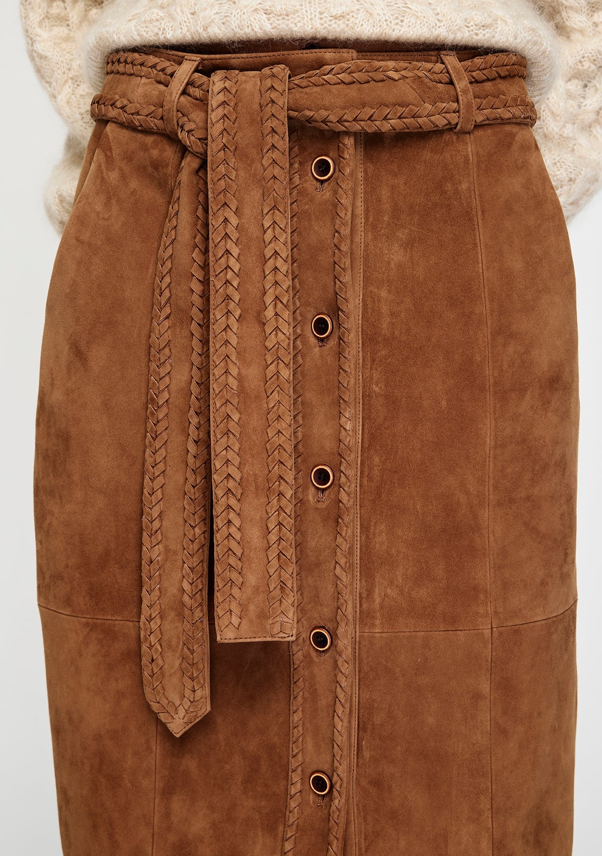 Mos the Label - Nola Suede Midi Skirt - Tan