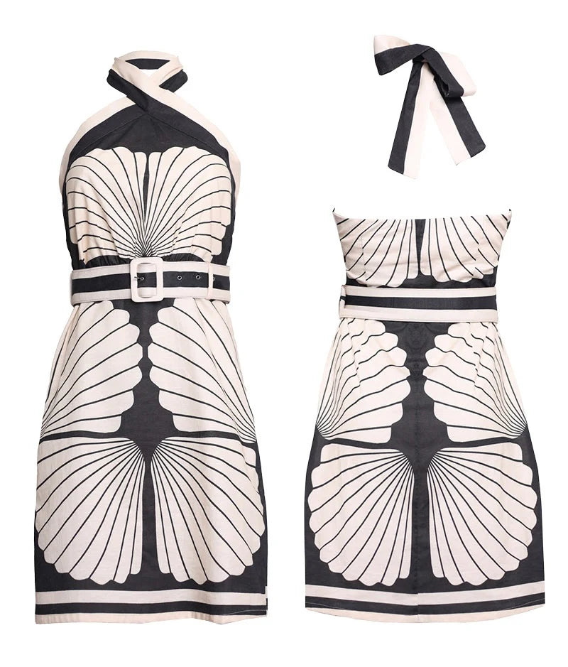 Mia Milani - Serena Palm Mini Dress - Palm Print