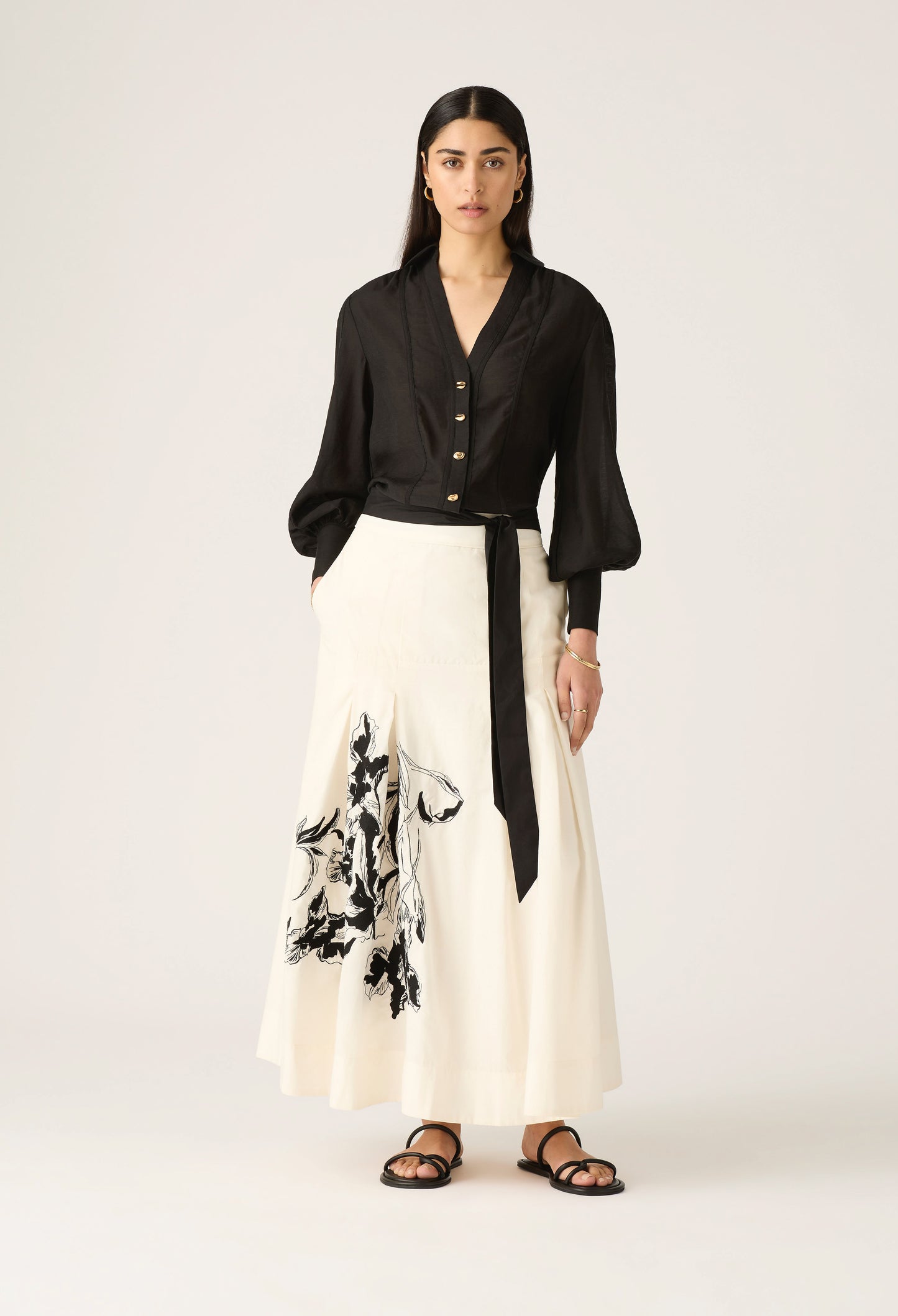 Mos the Label - Lis Embroidery Midi Skirt - Ivory