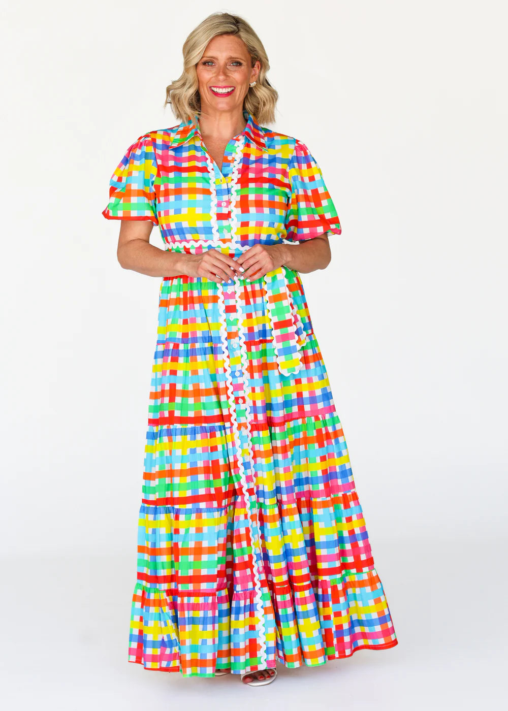 Liv & Milly - Alice Gingham Dress - Neon Gingham