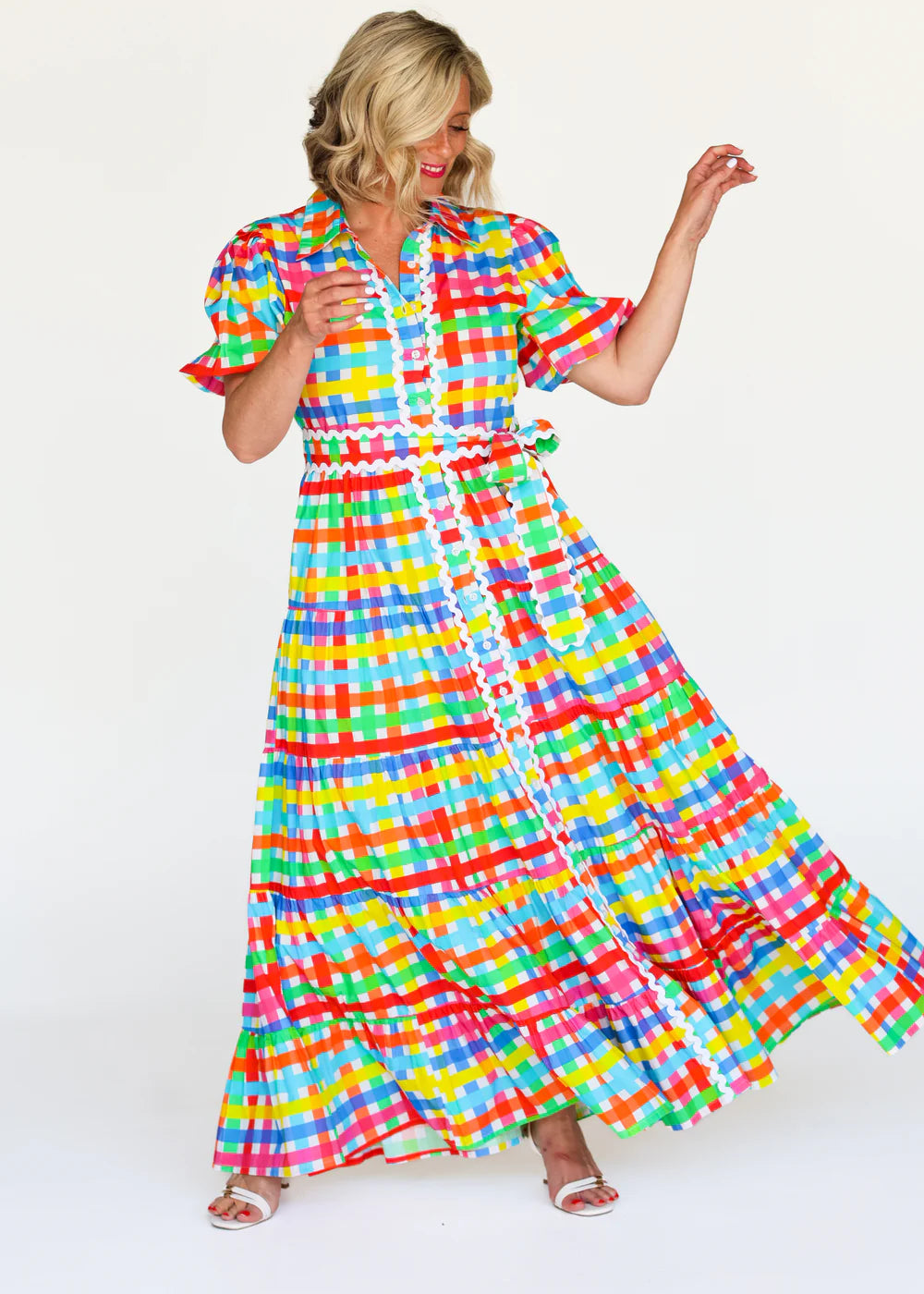 Liv & Milly - Alice Gingham Dress - Neon Gingham