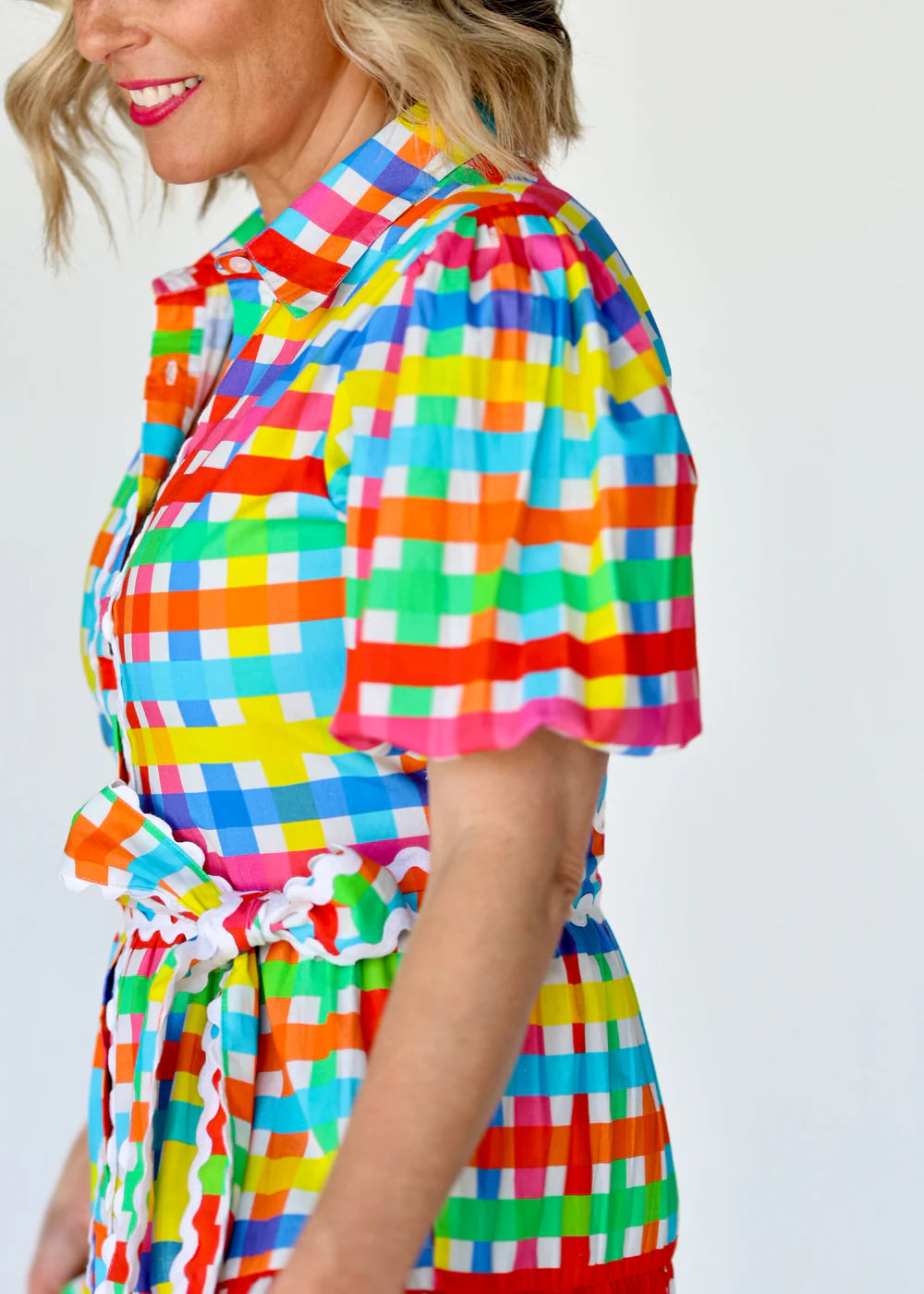 Liv & Milly - Alice Gingham Dress - Neon Gingham