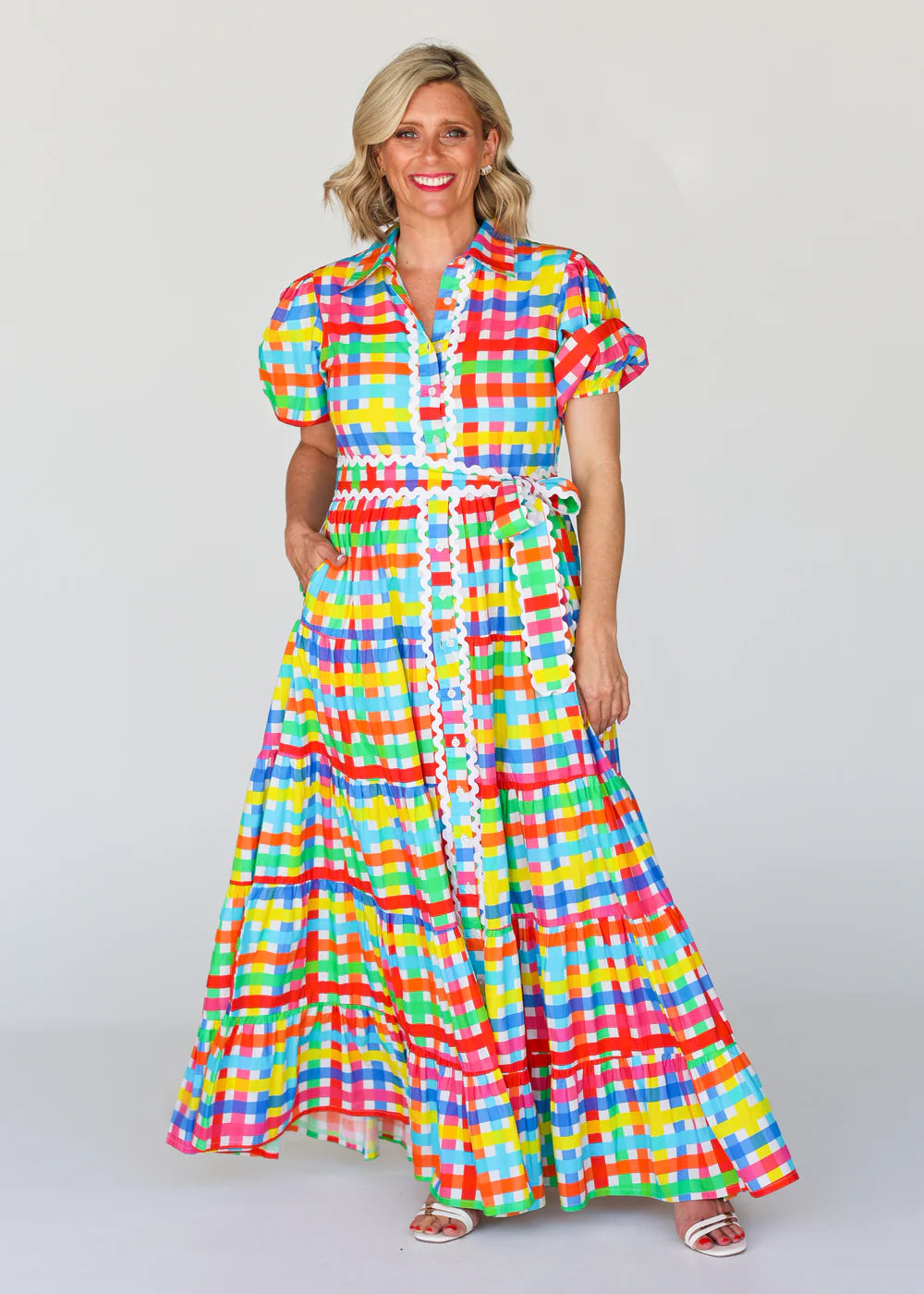 Liv & Milly - Alice Gingham Dress - Neon Gingham