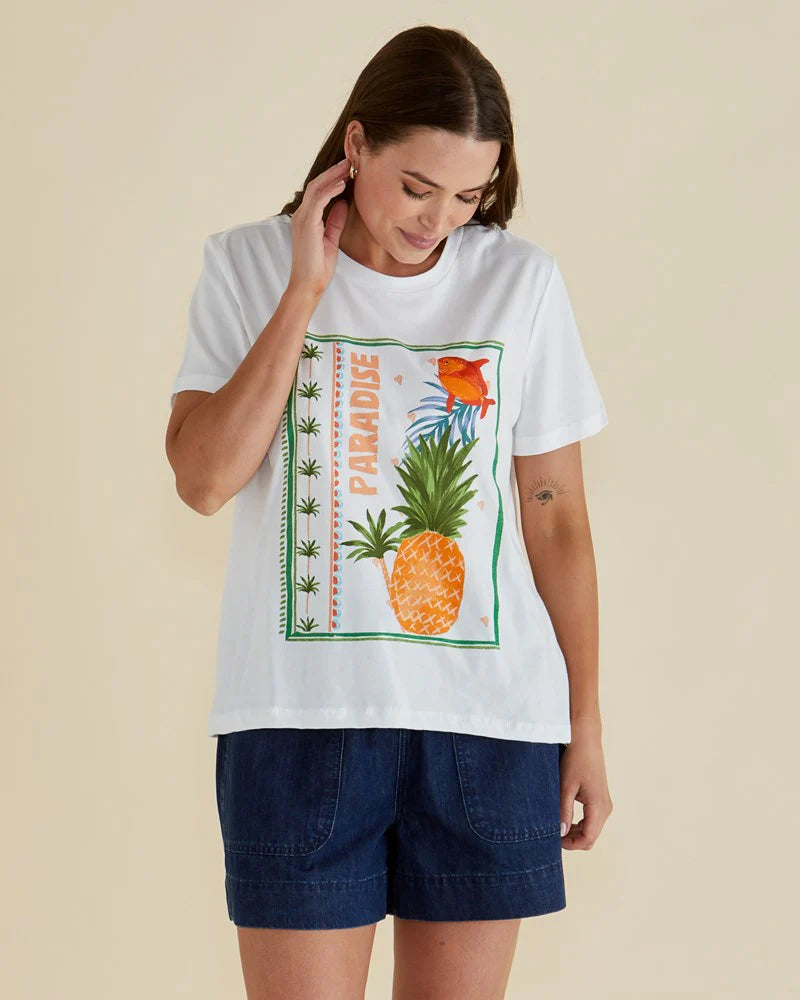 Betty Basics - Ellia Crew Tee - Paradise Beach Print