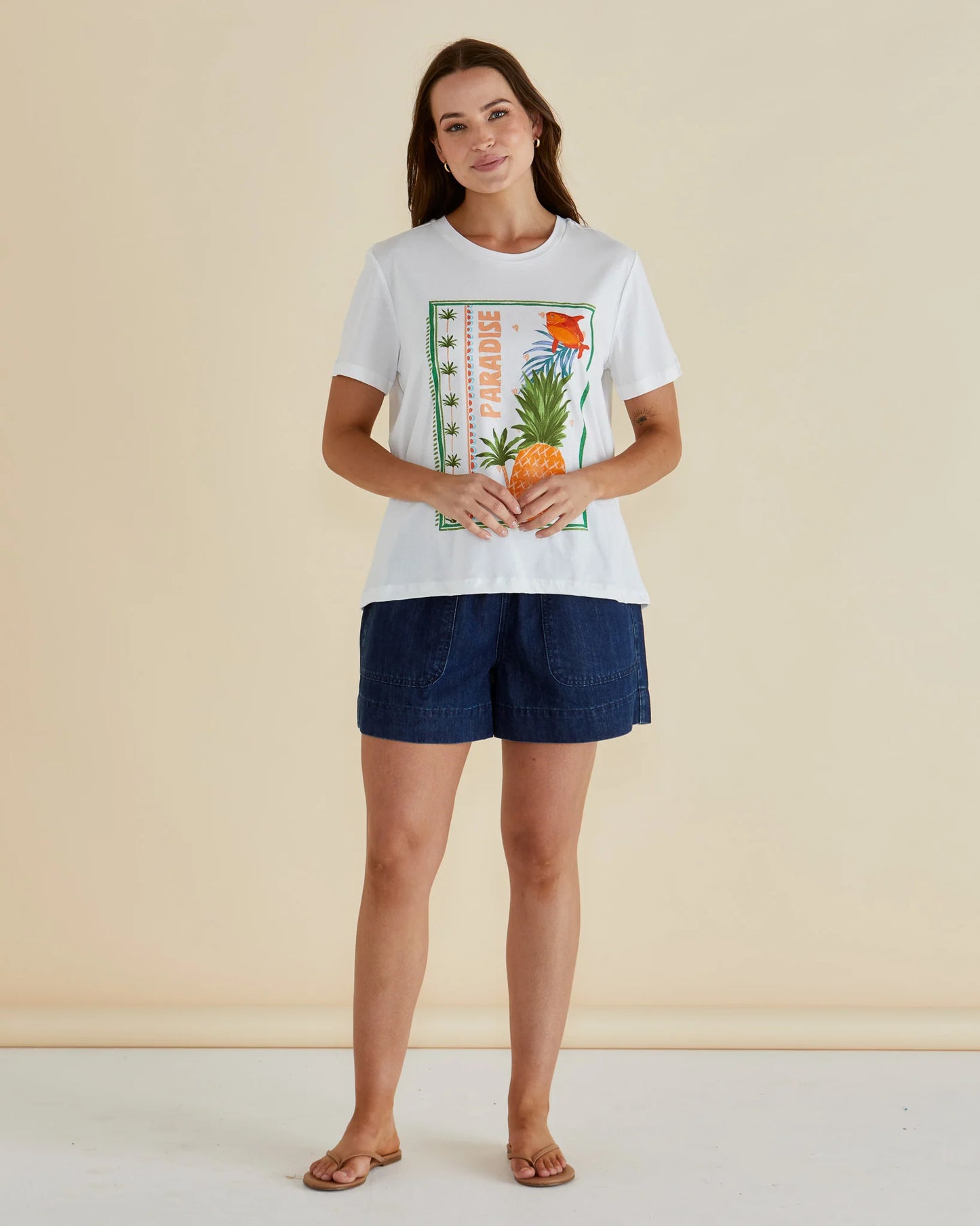Betty Basics - Ellia Crew Tee - Paradise Beach Print