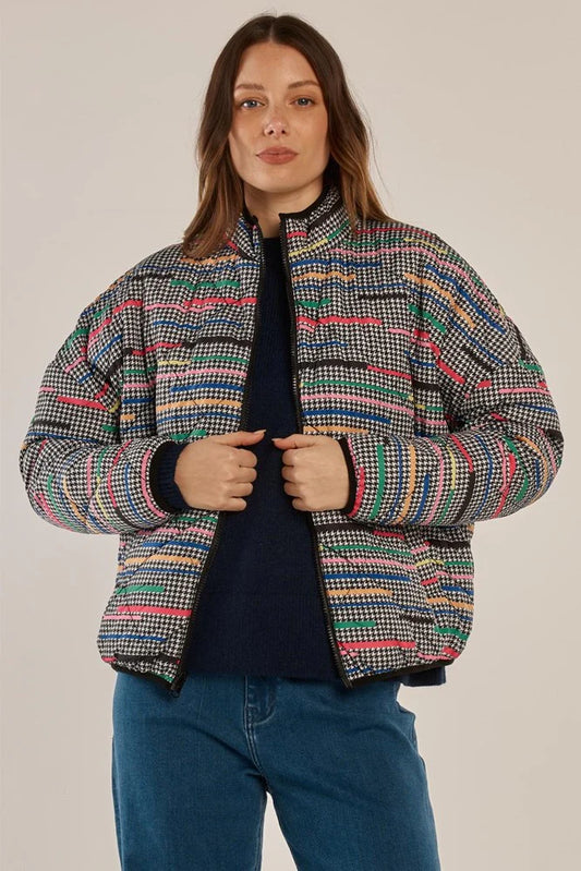 Betty Basics - Finch Reversible Jacket - Rainbow Houndstooth/Black
