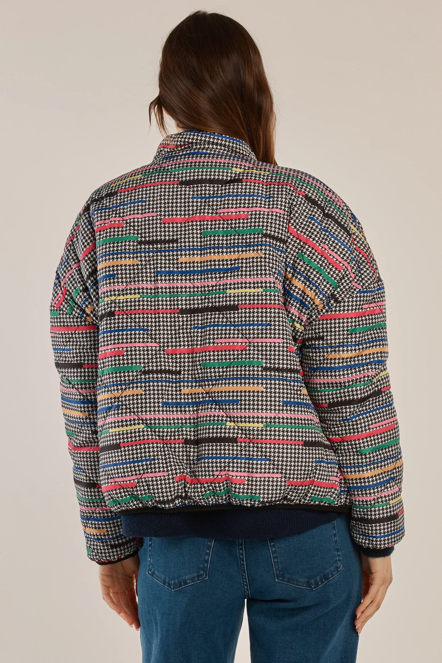 Betty Basics - Finch Reversible Jacket - Rainbow Houndstooth/Black